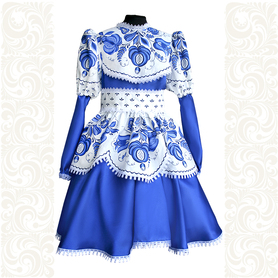 Платье лен атлас, Гжель-1