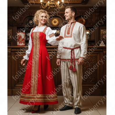 Рубаха мужская Иван да Марья, лен, белый- фото 1