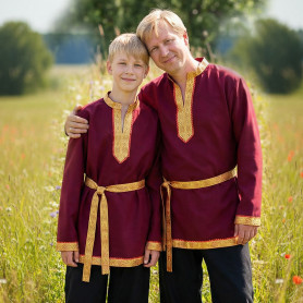 Рубаха Молодецкая, бордовый габардин- фото 1