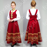 Сарафан с блузой Жар Птица, габардин, бордовый